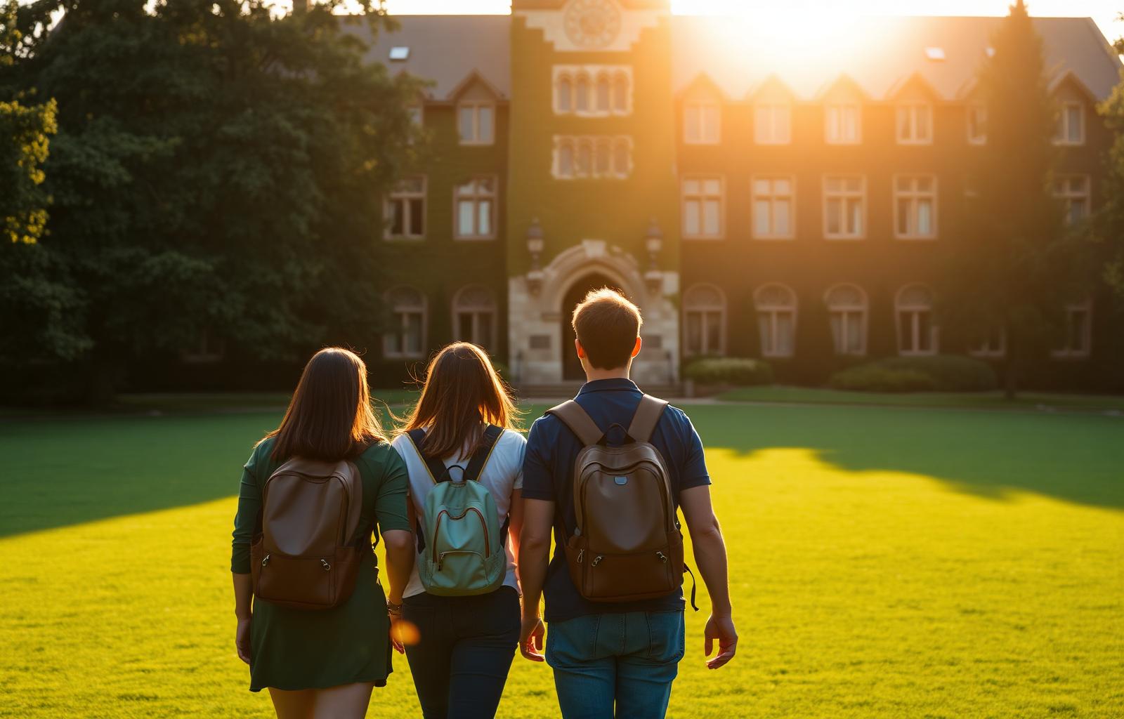 Students walking across campus